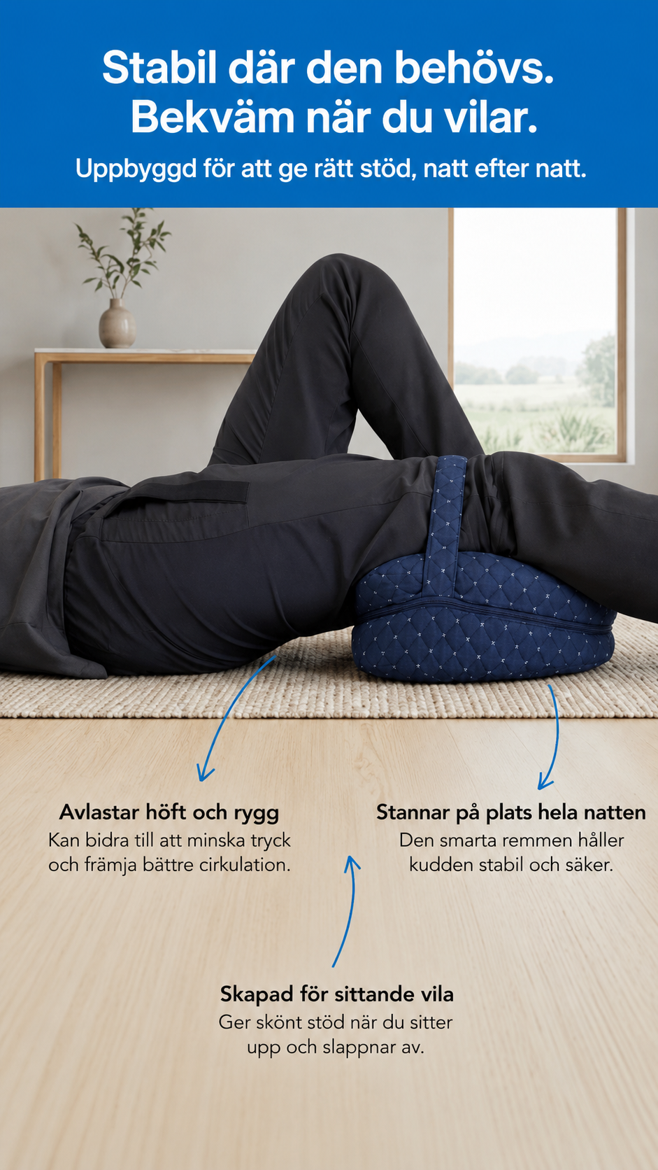 Ergonomisk knäkudde för höft, rygg och bättre sömn